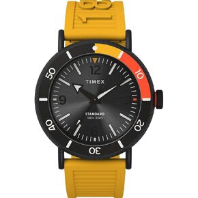 Timex Men's Standard Tachymeter Chronograph 43mm Watch - Black Strap Black Dial Black Case