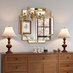 Kelly Miller Gold Bathroom Mirror for Wall, 20"x30" Gold Wall Mirror Vanity Mirror Decorative Mirror Wall Decor Beveled Mirror for Master Bath Half Bath Living Room Bedroom Fireplace Mantle Entryway in Kuwait