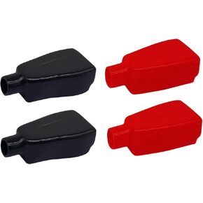 Battery Terminal Covers，Battery Terminal Insulating Protector Caps Positive and Negative Cable Covers in Red and Black for Cars Boat Motorcycle (4 Pieces)