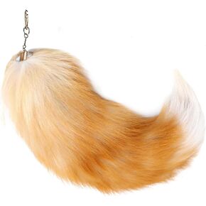 Valpeak 17'' Real Fox Tail Keychain Fluffy wolf Tail Cosplay Fox Costume for Kids