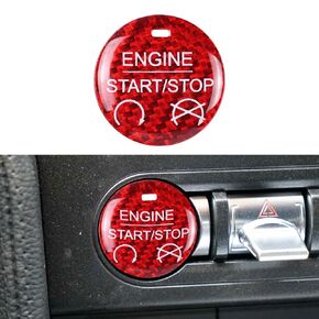 QianBao Compatible with Hard Carbon Fiber Start Stop Button Cover Car Engine Push Start Ignition Switch for Ford Mustang 2015 2016 2017 2018 2019 2020 2021 Red