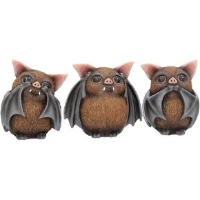 Nemesis Now B4473N9 Three Wise Bats 8.5cm Figurines, Brown
