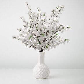 Elevate Your Space with Larksilk Light Pink Cherry Blossom Branches - Three 30 Inch Cherry Blossom Flowers - Captivating Light Pink & Green Hues - Vibrant Green Leaves