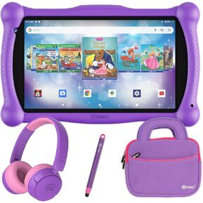 Contixo 7 inch Kids Learning Tablet, Bluetooth Kids Wireless Headphone and Tablet Bag Bundle with Teacher Approved apps and Parent Control -Blue Set
