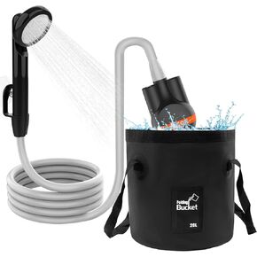 acetek Portable Shower Camping Shower, Outdoor Camp Shower Pump with 5 Gallons Collapsible Bucket, Rechargeable Shower Battery Powered Handheld Shower Head kit for Camping, Beach Washing, Pet Cleaning