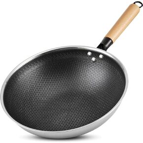Induction Wok Cooktop 1700W 120V Concave Induction Cooker Wok Burner(Authentic 13.4-inch 304 Stainless Steel Cooking Wok Pan Included) Electric Stove Hot Plate with Large Coil