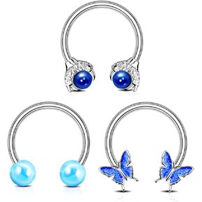 Jewseen 4pcs Septum Rings 16g Spetum Jewelry Gold Cartilage Hoop Nose Rings Hoop Daith Piercing Jewelry Helix Tragus Earrings for Women