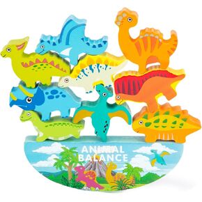 3 otters 13PCS Animal Stacking Building Blocks, Wooden Stacking Toys Balance Game Toy Set Montessori Toys for Toddlers Girls Boys 2 3 4 Year Old