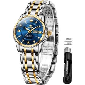OLEVS Womens Watches Chronograph Luxury Diamond Dress Quartz Wrist Watches Stainless Steel Waterproof Luminous