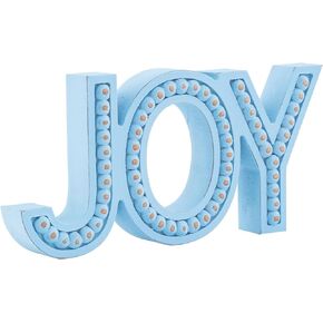 Joy Signs Christmas, Freestanding Wooden Christmas Signs For Home Decor, Rustic Joy Letter Christmas Mantle Sign, Beaded Joy Signs For Home Decor Blue