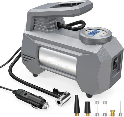 HAUSBELL tire inflator portable air compressor for car, portable air pump for car tires, Handle up to 4 Tires at a Time, 12V DC Car Air Pump, 150 PSI with Emergency LED Light, Black in Saudi Arabia