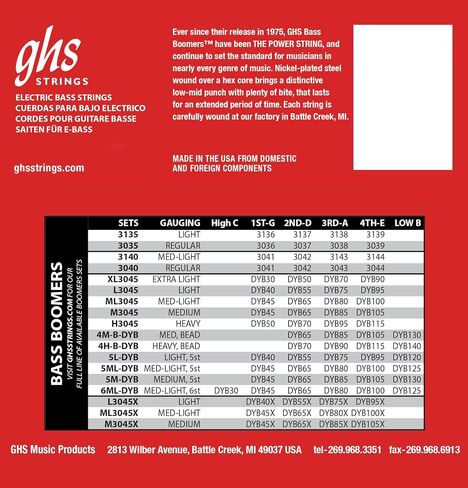 GHS Strings 5M-DYB 5-String Bass Boomers, Nickel-Plated Electric Bass Strings, Long Scale, Medium (.045-.130) in Saudi Arabia