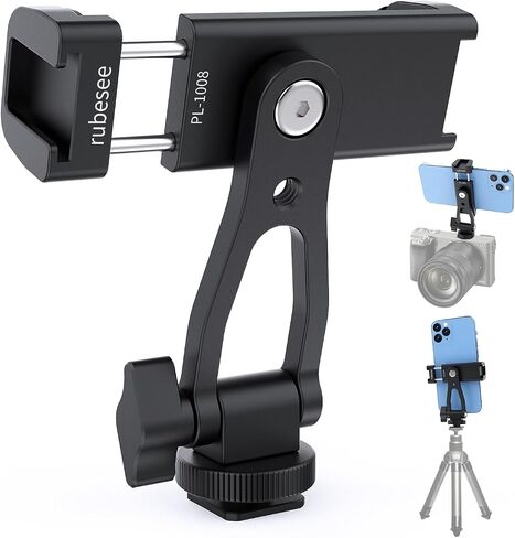rubesee Phone Tripod Mount, Metal Cell Phone Tripod Mount with 3 Cold Shoes, 360° Smartphone Tripod Adapter with Arca Port, Universal Tripod Phone Mount for iPhone & Android in Saudi Arabia