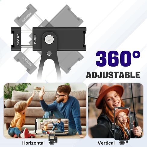rubesee Phone Tripod Mount, Metal Cell Phone Tripod Mount with 3 Cold Shoes, 360° Smartphone Tripod Adapter with Arca Port, Universal Tripod Phone Mount for iPhone & Android in Saudi Arabia