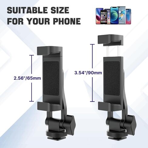 rubesee Phone Tripod Mount, Metal Cell Phone Tripod Mount with 3 Cold Shoes, 360° Smartphone Tripod Adapter with Arca Port, Universal Tripod Phone Mount for iPhone & Android in Saudi Arabia