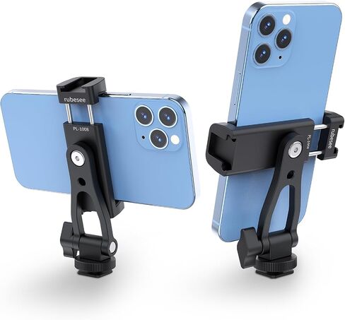 rubesee Phone Tripod Mount, Metal Cell Phone Tripod Mount with 3 Cold Shoes, 360° Smartphone Tripod Adapter with Arca Port, Universal Tripod Phone Mount for iPhone & Android in Saudi Arabia