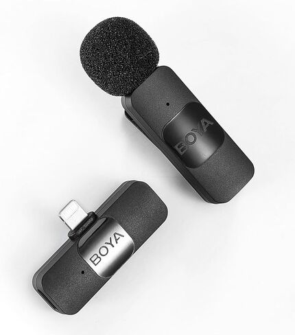 BOYA Wireless Lavalier Microphone for iPhone iPad Phone Omnidirectional External Mini Lapel Lightning Microphone for iPhone Clip-On Mic for Video Recording Podcast YouTube Live Streaming in Saudi Arabia