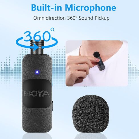 BOYA Wireless Lavalier Microphone for iPhone iPad Phone Omnidirectional External Mini Lapel Lightning Microphone for iPhone Clip-On Mic for Video Recording Podcast YouTube Live Streaming in Saudi Arabia