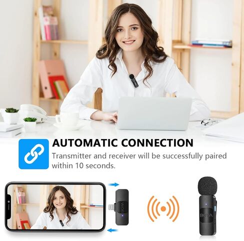 BOYA Wireless Lavalier Microphone for iPhone iPad Phone Omnidirectional External Mini Lapel Lightning Microphone for iPhone Clip-On Mic for Video Recording Podcast YouTube Live Streaming in Saudi Arabia
