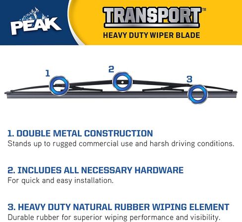شفرة ممسحة الزجاج الأمامي ذات سرج عريض شديدة التحمل مقاس 32 بوصة من PEAK Transport، استبدال شفرة ممسحة معدنية متينة للشاحنات والمركبات الترفيهية والحافلات in Kuwait