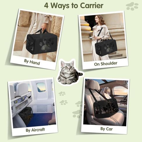 Cat Carrier, Dog Pet Carrier for Small Medium Cats Puppies up to 12 Lbs, Airline Approved Carrier Soft Sided, Collapsible Travel Cat Carrier - MIYCOO in Kuwait