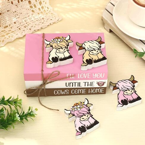 Whaline 7Pcs Easter Wooden Tiered Tray Decor Farmhouse Faux Stacked Books Bunny Rabbit Decorative Table Centerpiece Block Signs for Party Home Kitchen Dining Table Decor in Saudi Arabia
