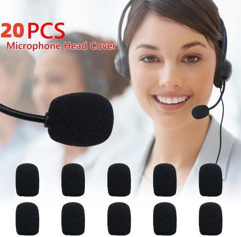 20PCS Mini Microphone Cover,Microphone Windscreen Foam Cover,Noise Reduction and Protection,for Lapel Headset Microphone or Other Variety of Microphone (Black) in Saudi Arabia