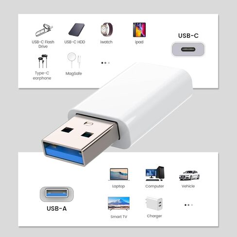 محول MOSWAG USB إلى USB C، محول USB C أنثى إلى USB ذكر متوافق مع Apple MagSafe Watch 9/8/7/SE/Ultra، لهاتف iPhone 15 14 13 12 Mini Pro Max، iPad، Galaxy Note، Pixel، CarPlay، قابس الحائط in Kuwait