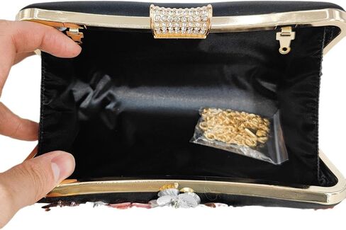 Boutique De FGG Chic Flower Clutch Purse for Women Formal Bridal Wedding Party Handbag Flower Evening Bags in Kuwait