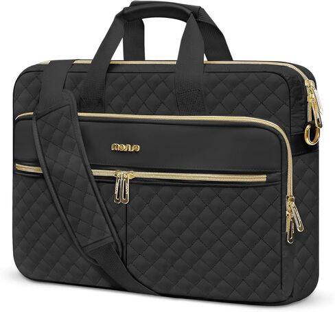 MOSISO Laptop Bag for Women, 15.6 inch Computer Bag Compatible with MacBook 16 inch, HP, Dell, Lenovo, Asus, Razer Notebook, Square Quilted Thicken Messenger Bag with 3 Pockets & Strap & Belt, Pink in Saudi Arabia