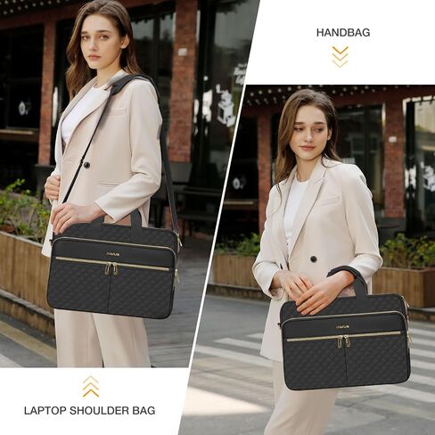 MOSISO Laptop Bag for Women, 15.6 inch Computer Bag Compatible with MacBook 16 inch, HP, Dell, Lenovo, Asus, Razer Notebook, Square Quilted Thicken Messenger Bag with 3 Pockets & Strap & Belt, Pink in Saudi Arabia