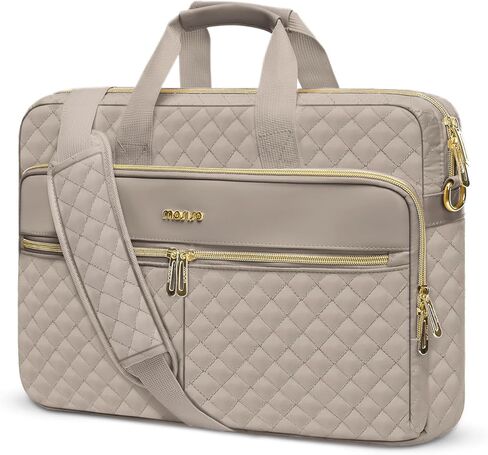 MOSISO Laptop Bag for Women, 15.6 inch Computer Bag Compatible with MacBook 16 inch, HP, Dell, Lenovo, Asus, Razer Notebook, Square Quilted Thicken Messenger Bag with 3 Pockets & Strap & Belt, Pink in Saudi Arabia