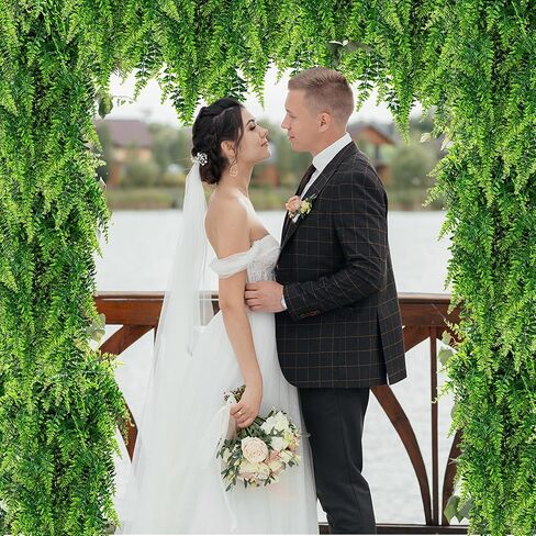 12 Pcs Artificial Hanging Plants 32 Inch Fake Hanging Plant, Fake Boston Ferns Plastic Fake Hanging Plants Fake Plants for Wall House Room Garden Wedding Garland Indoor Outdoor Decoration, No Baskets in Saudi Arabia