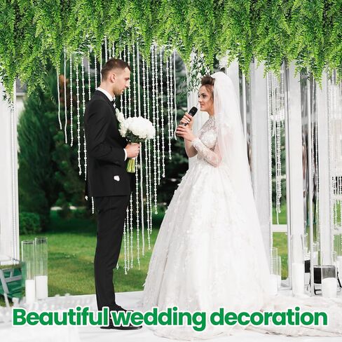 12 Pcs Artificial Hanging Plants 32 Inch Fake Hanging Plant, Fake Boston Ferns Plastic Fake Hanging Plants Fake Plants for Wall House Room Garden Wedding Garland Indoor Outdoor Decoration, No Baskets in Saudi Arabia
