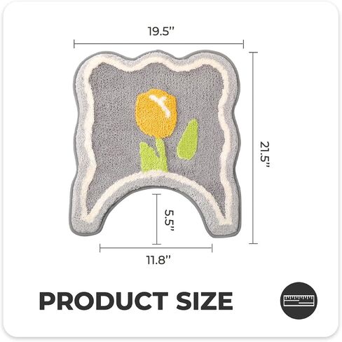 Tyrafry Toilet Bath Rug, U-Shaped Non-Slip Toilet Rug, Flower Rug for Bathroom Floor Soft Plush Microfiber Mat Super Absorbent Washable Bath Shower Mat, 19.5 x 21.5 Inches, Green in Saudi Arabia