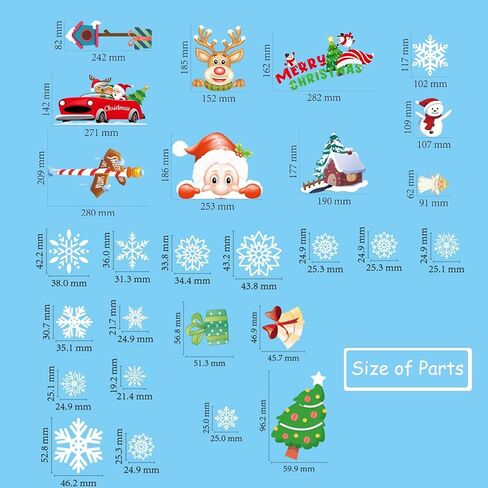 BAIWOVIS Christmas Window Clings PVC 2024 - Snowflakes Sata Claus Christmas Window Stickers,Xmas Decals for Home and Shop Christams Decoration (30x45cm x 1 Sheets, 010) in Saudi Arabia