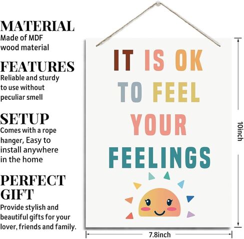 Inspirational Wall Decor, Decorative Hanging Wood Signs, Home and Therapy Office Decor, Mental Health Sign, Feelings Sign, Motivational Wall Decor, It's OK Wall Sign, It's Okay to Make Mistakes in Saudi Arabia