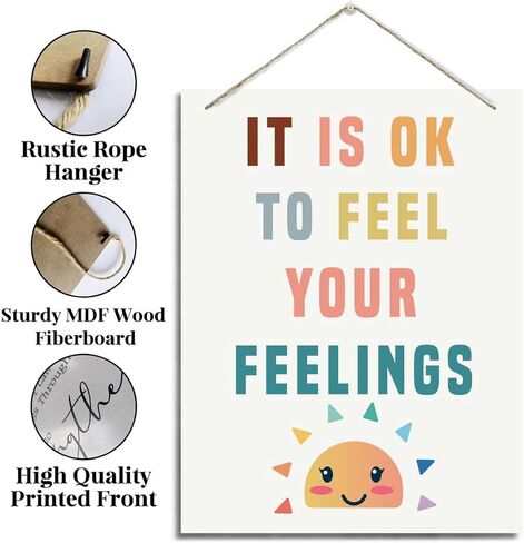 Inspirational Wall Decor, Decorative Hanging Wood Signs, Home and Therapy Office Decor, Mental Health Sign, Feelings Sign, Motivational Wall Decor, It's OK Wall Sign, It's Okay to Make Mistakes in Saudi Arabia