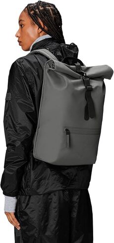RAINS Rolltop Rucksack -Backpack - Waterproof Backpack for Women and Men - Rucksack for Travel and Work (Green) in Saudi Arabia