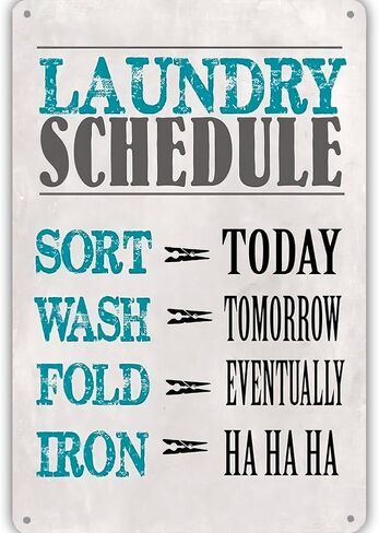 Laundry Sign Laundry Schedule Metal Sign for Laundry Room Cute Bathroom Wall Decor Sign 8x12inches(Q08) in Saudi Arabia