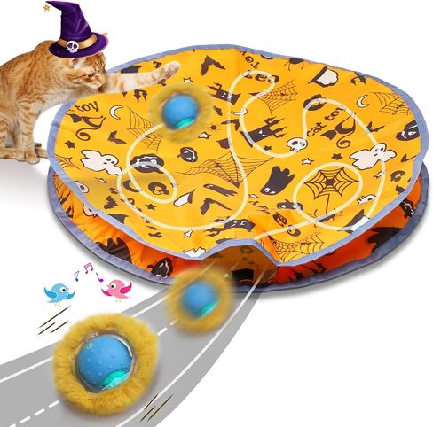 Giociv Interactive Cat Toys Ball Fast Rolling in Pouch, Motion Activate Chirping Cat Toy Hide and Seek Mouse Catching Game in Saudi Arabia