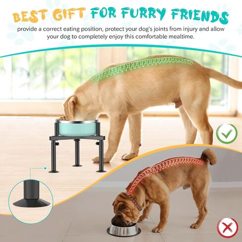 Adjustable Slow Feeder Elevated Dog Bowls Stand- 4 Heights, Wide 5-10"- Oppro Single Raised Dogs Bowl Stand with Slow Feed for Food Water, Non-Slip Dog Bowls Elevated for Medium Large Small Dogs Puppy in Kuwait