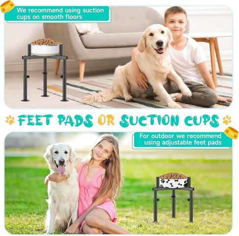 Adjustable Slow Feeder Elevated Dog Bowls Stand- 4 Heights, Wide 5-10"- Oppro Single Raised Dogs Bowl Stand with Slow Feed for Food Water, Non-Slip Dog Bowls Elevated for Medium Large Small Dogs Puppy in Kuwait