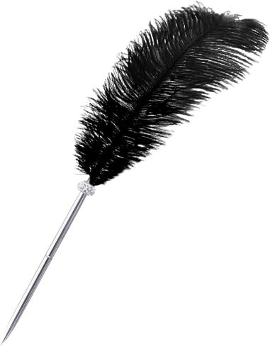 Rgontar Feather Pen Black Ink Ballpoint Pen Wedding Signing Pen for Wedding Bridal Calligraphy Pens(White) in Saudi Arabia