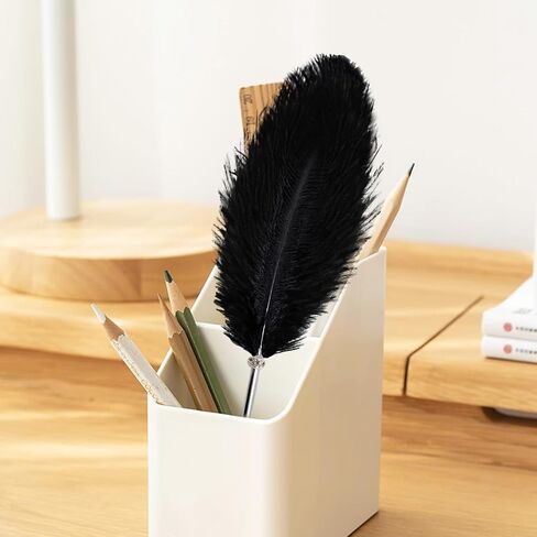 Rgontar Feather Pen Black Ink Ballpoint Pen Wedding Signing Pen for Wedding Bridal Calligraphy Pens(White) in Saudi Arabia