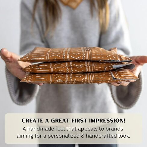 12 × 15.5 حقيبة شحن كبيرة من البوليستر 100 قطعة بتصميم نمط جيو بوهو أخضر لملابس الأعمال الصغيرة، تغليف لطيف، مغلفات ذاتية الغلق غير مبطنة، قابلة لإعادة التدوير وصديقة للبيئة بواسطة Mini Wander in Kuwait