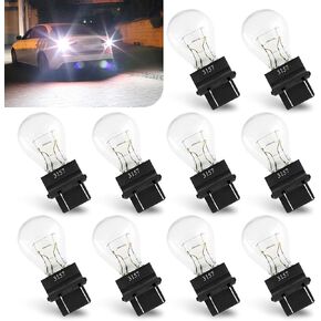 UGSHY 10 PCS Car 3157 Halogen Bulb, 12V 21/5W Plug-in Quartz Glass Brake Bulb, Shock-resistant Filament Turn Signal Side Marker Tail Light, Universal Standard Bulb Replacement for Cars (Amber)