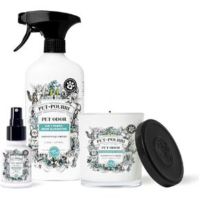 Pet-Pourri Pet Odor Air + Fabric Odor Eliminator Spray, Pawsitively Fresh, 16 Fl Oz (Pack of 2)