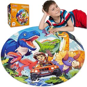 Easter Puzzles for Kids Ages 4-8, 70 Piece Round Large Kids Puzzles Ages 3-5 with Eggs & Bunny, Holiday Jigsaw Puzzles for Toddlers 1-3, Educational Gift Toy Floor Puzzles for Kids Ages 3-5
