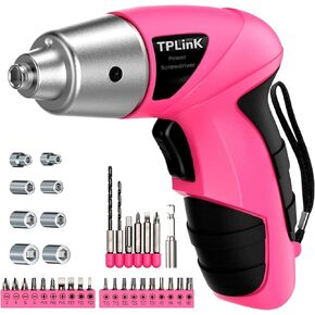 Power Screwdrivers 27pc 3.6V Pink USB Small Power Electric Screwdriver Set for Women. Cordless & Rechargeable with Driver Bit Set